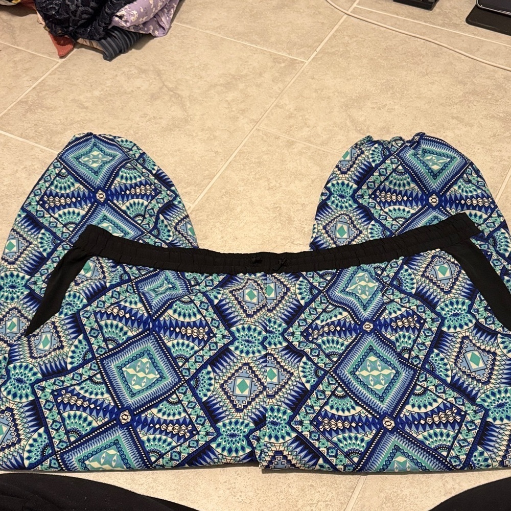 Blue Geometric Patterned Shorts